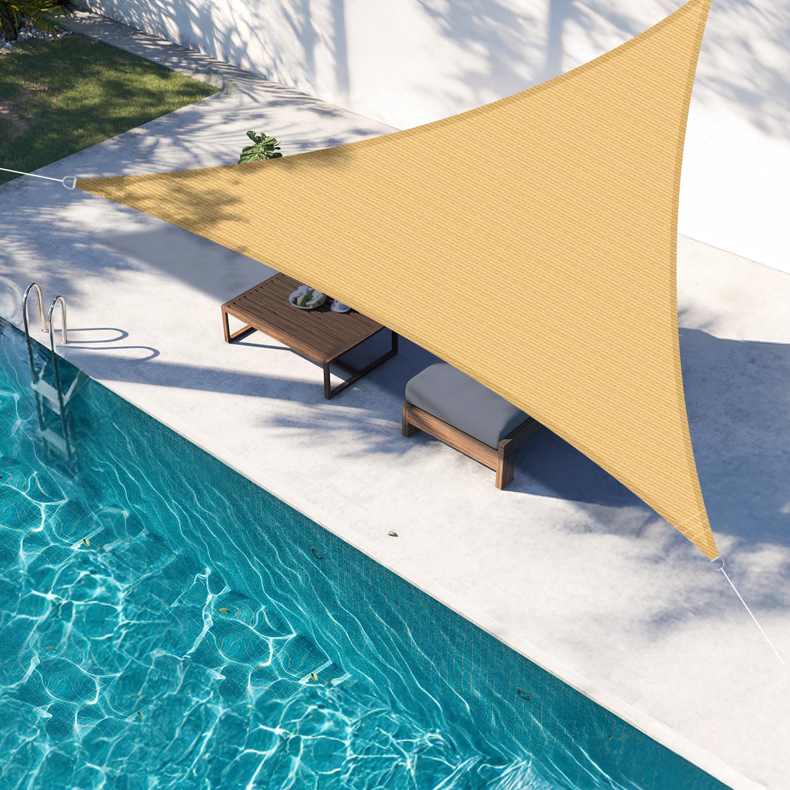 LOVE STORY Sun Shade Sail 3x3x3m Triangle Shade Cover Arena Canopy with Hardware Kit - Curved Sunshade Cloth Awning,Permeable Shade Fabric(HDPE) 95% UV Protection for Outdoor Patio Porch Backyard
