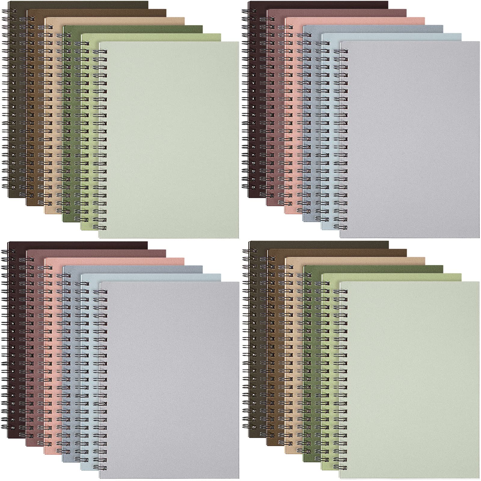 View 1 of Fuutreo 24 Pcs Spiral Notebook for Work A5 8.3 x 5.7 Inch College Ruled Spiral Journal Notebook Kraft Cover, 12 Color, 60 Sheets, 120 Pages for Office School Supplies(Morandi Color)