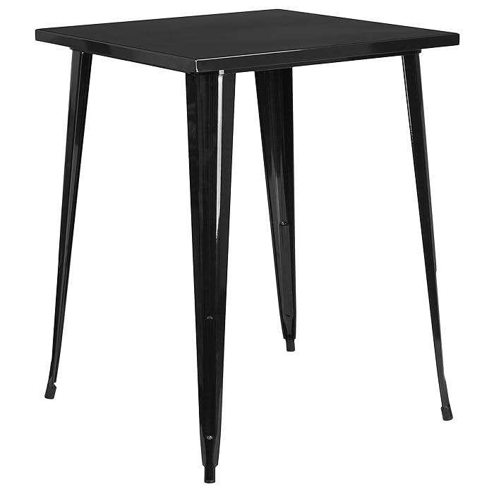 Flash Furniture 31.5'' Square Black Metal Indoor-Outdoor Bar Height Table