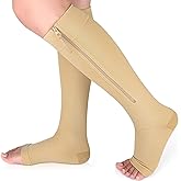 Ailaka Medical Compression Socks with Zipper, Knee High 15-20 mmHg Compression Socks for Women Men, Open Toe Support Socks for Varicose Veins, Edema, Recovery, Pregnant, Nurse