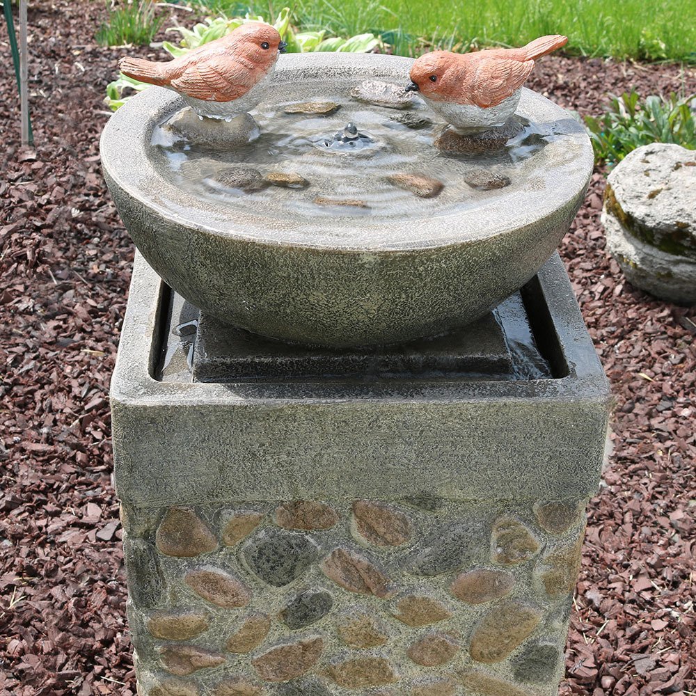 Water Stone Fountain Bird Bath Garden Patio Deck Landscaping Decorative