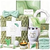 Self Care Kit - Spa Gifts Self Care Relaxation Gifts for Women Self Care Basket Set Stress Relief Get Well Soon Gift Baskets for Women Cozy Relaxing Gifts for Woman Mom Best Friends Sister Wife, Green