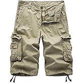 HODZAIW Mens Camo Cargo Shorts Cotton Multi-Pocket Outdoor Camouflage Cargo Shorts