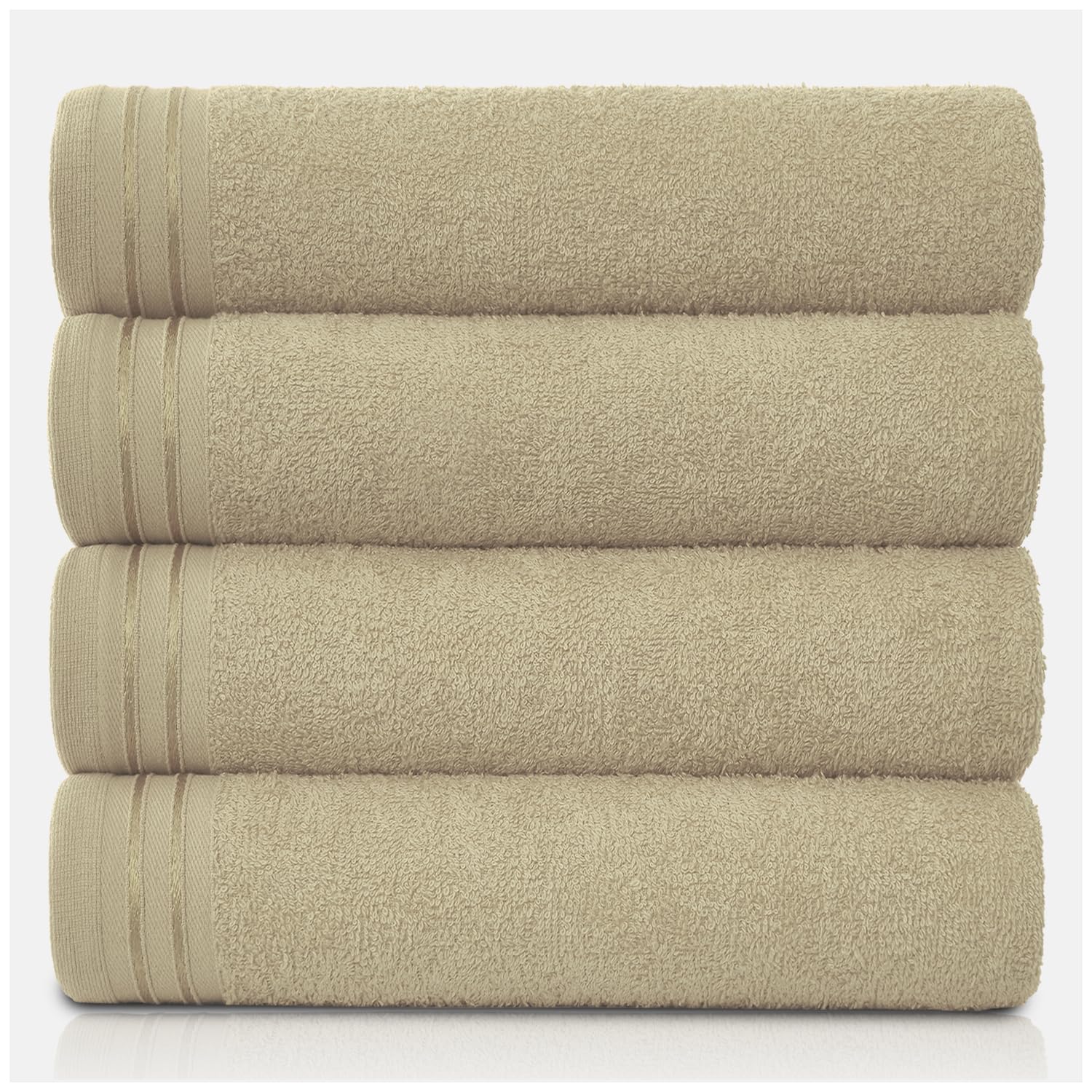 GC GAVENO CAVAILIA Large Towels Bath Sheet - Highly Absorbent Egyptian Cotton Towel Set - 4 Pack Extra Soft Large Bath Towel Mocha - Quick Dry Bath Sheets - 450 GSM Washable Towels, 75 x 135 cm