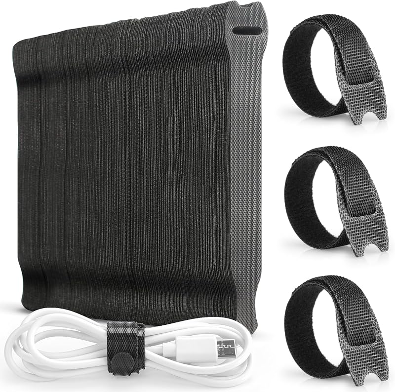 Alyvisun 120 Reusable Cable Ties Black Hook Loop 150x12mm Electronics Cable