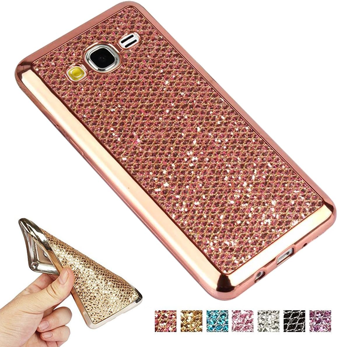 Galaxy J5 2015 Case, Happy360 Ultra Thin Bling Bumper Silicone TPU Gel Protective Rubber Soft Back Case Cover for Samsung Galaxy J5 2015, Rose Gold