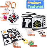 KUANGO 3 Pcs Black White High Contrast Baby Toys Montessori Sensory Soft Book view 3