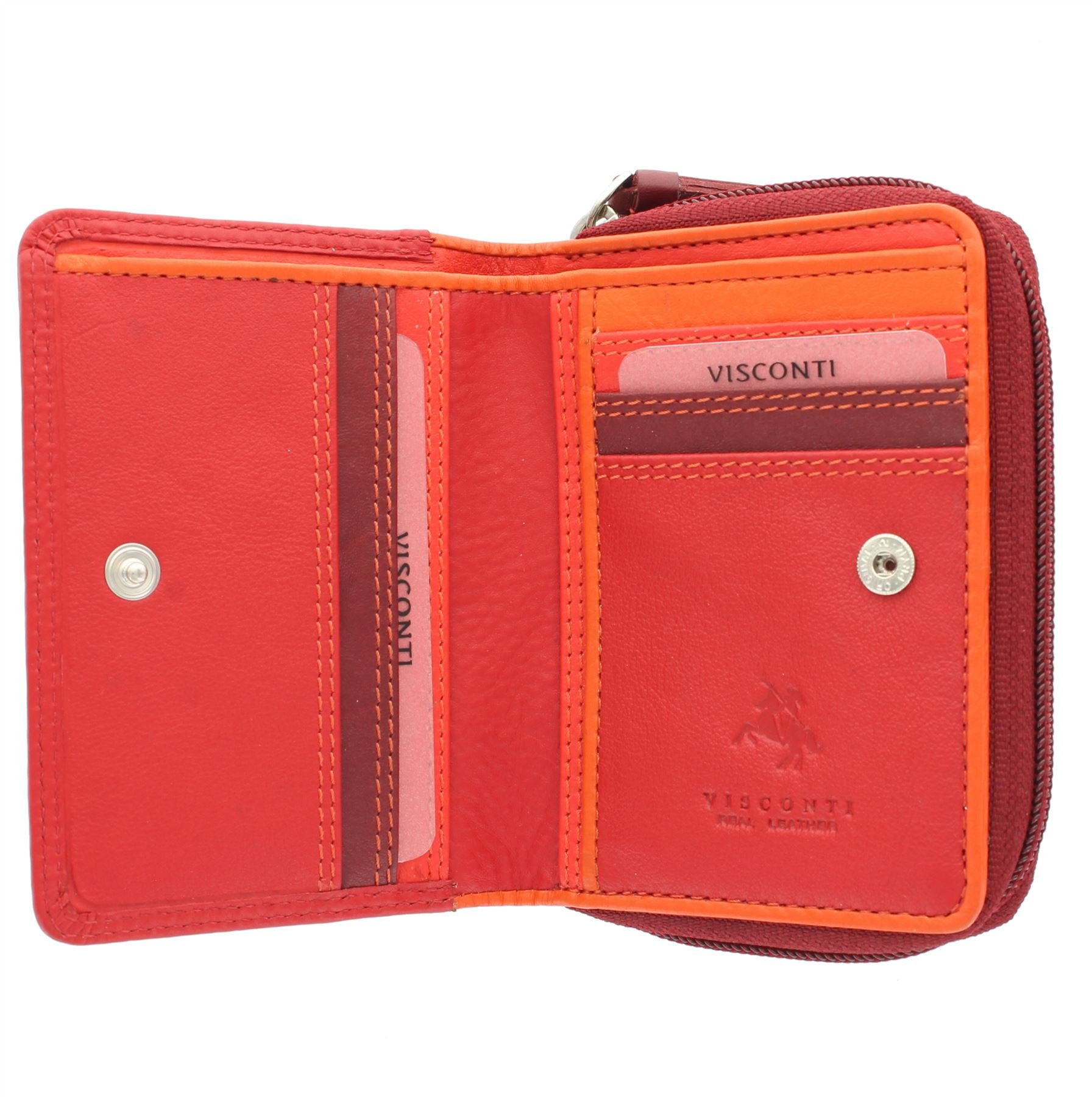 VISCONTI Rainbow Leather Ladies Purse Style RFID Blocking RB53 Red Multi