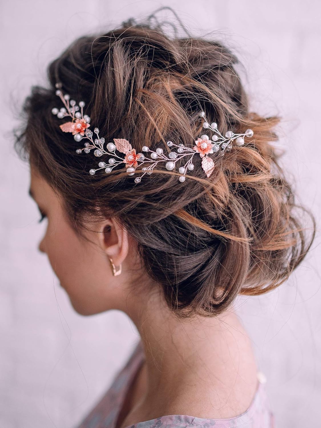 Kercisbeauty Bridal Hair Accessories Wedding Rose Gold Flower