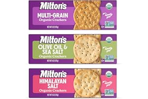 MILTON'S CRAFT BAKERS Milton's Organic Crackers Variety Bundle (Multi-Grain, Olive Oil & Sea Salt, Himalayan Salt) - Certified Organic, Non-GMO Project Verified, Kosher, Great for Charcuterie Boards - 6 Oz, Pack of 3