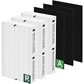 HPA100 Replacement Filters for Honeywell HPA100 HRF-ARVP100 Series Air Purifier, Compatible with HPA100, HPA094, HPA104, HPA105, HPA3100, HPA5100, 3 HEPA R Filters with 3 Carbon Pre-Filters A
