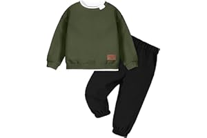 CRISONE Toddler Boys Clothes Solid Color Ribbed Long Sleeve Sweatshirt and Pants 2 Piece Fall Winter Outfits Set 2-7T
