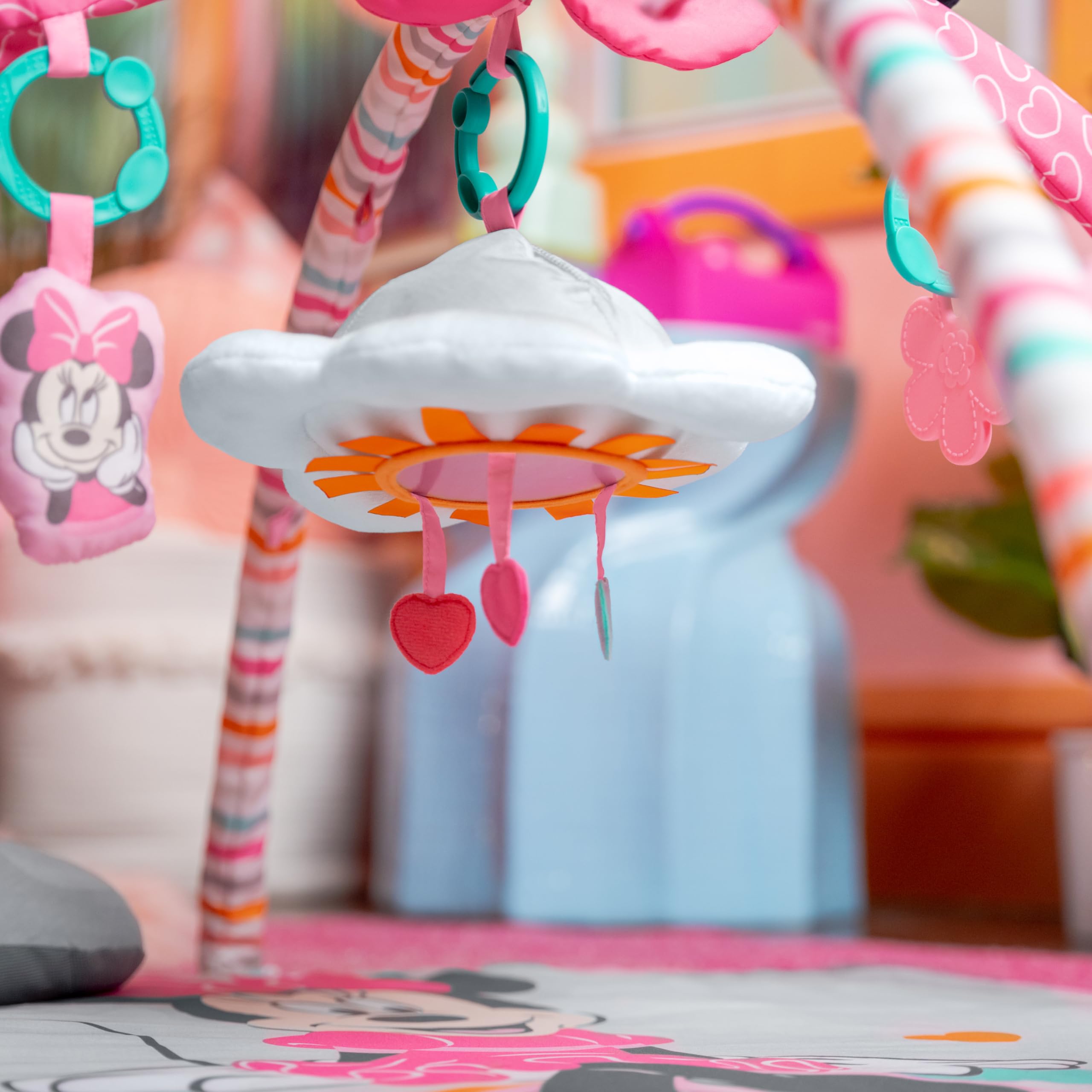 Bright Starts Disney Baby Minnie Mouse Forever Besties Activity Gym with Music and Lights, Pink, Newborn+
