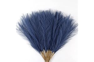 Acfruits Navy Blue Pampas Grass Small, 30 Pcs 17" Faux Pampas Grass Short Decor, Pompas Grass Flower Arrangement and Vase Filler for Boho Home Wedding Decoration