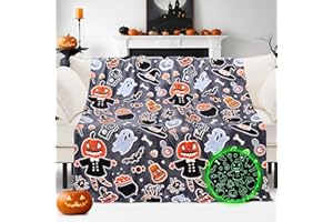 FBBP Halloween Blanket Cute Pumpkin Glow in The Dark Kids Throw Blankets Halloween Decor Gifts for Girls Boys Women