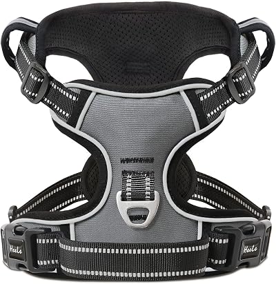 HEELE Dog Harness Reflective Padded Handle No-Pull Grey XL
