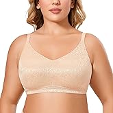 DELIMIRA Women's Wireless Seamless Bra Plus Size Full Coverage Unlined Bralette