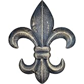 8" Metal Fleur De Lis Wall Plaque/Art with hanger - Rustic Creole Tuscan Decor (Weathered Bronze)