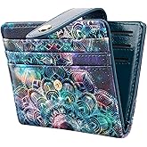Simikol Small Wallets for Women Slim Minimalistfor Bifold Credit Card Holder for Pocket or Purse, Mandala