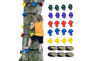 VEVOR Ninja Tree Climbing Kit, 20 Tree Climbing Holds and 6 Ratchet Straps, Large Climbing Rocks for Kids and Adults Climber,
