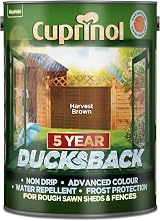 Cuprinol Ducksback Shed & Fence Paint Harvest Brown 5L Non Drip Wax Enriched view 2