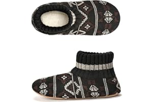 Cozylook Men's Slipper Socks with Grips, Fuzzy Indoor Slippers for Men, Soft Warm Winter Socks with Non-slip Soles