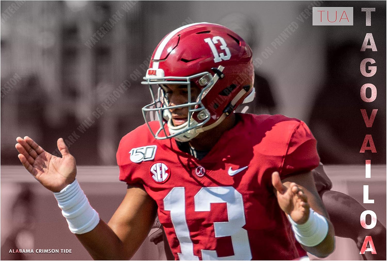 Alabama Quarterback Tua Tagovailoa - Amazon Com Alabama Quarterback Tua Tagovailoa 19 X13 Commemorative Poster Sports Outdoors