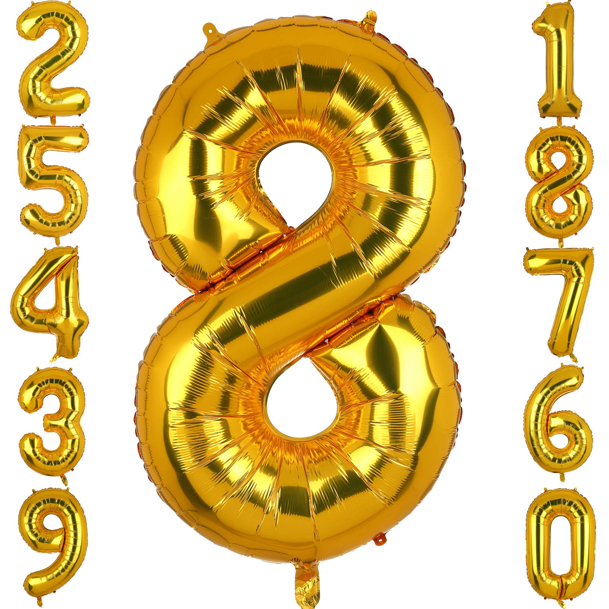 40 Inch Large Foil Number 8 Balloons Gold Big Mylar Helium Balloon Birthdays Party Decorations Supplies