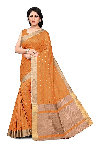 Women's Kanchipuram Silk Blend Saree With Blouse Piece