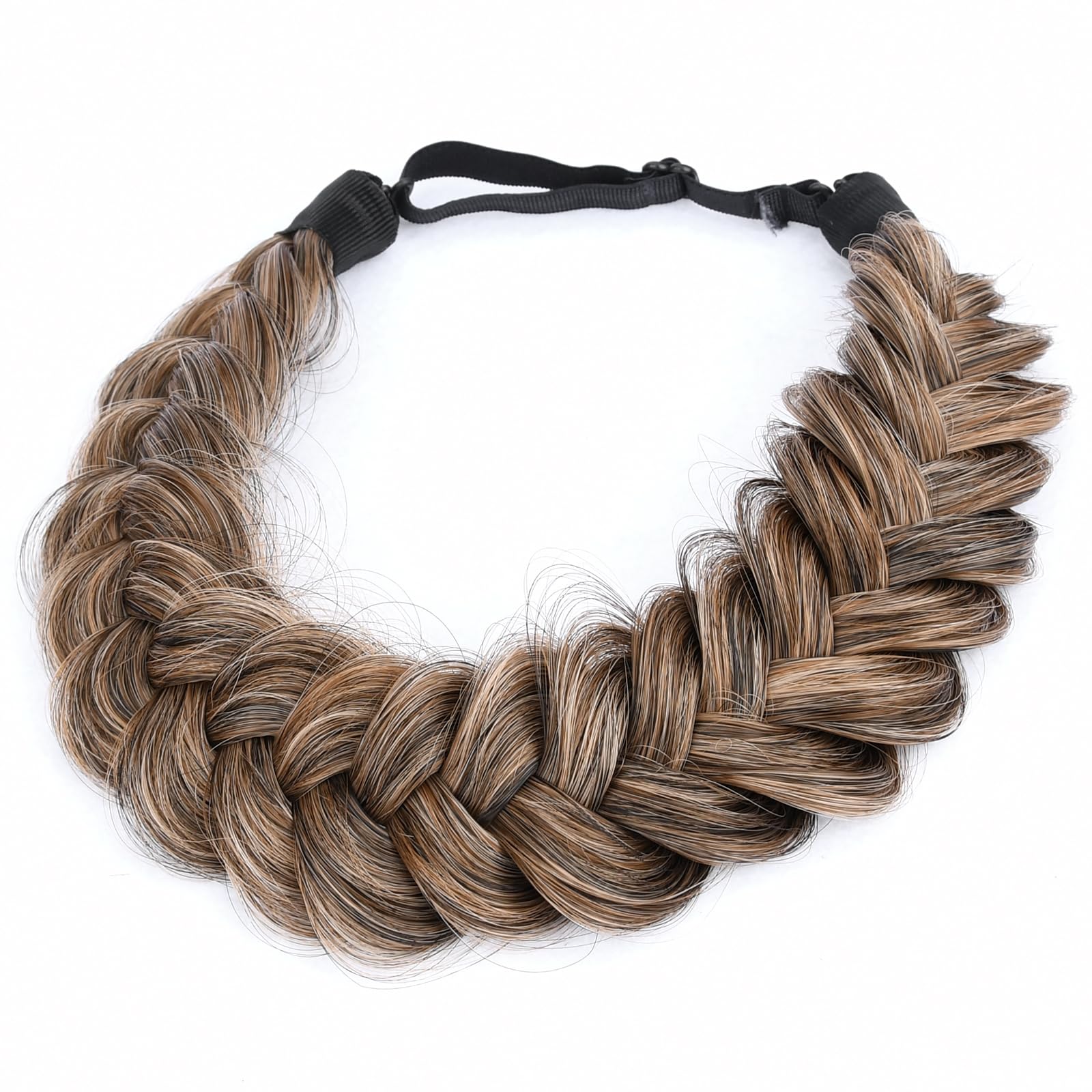 BOBIYA Messy Wide 2 Strand Synthetic Hair Braided Headband Classic Chunky Plaited Hair Headband (Dark Golden Blonde) — image 1