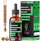 Tenmido 10in1 Maca Liquid Drops with Ashwagandha, Fenugreek, Beet Root, L-Arginine,Turmeric,Ginseng & More - 30 Days Supply - 1FL Oz