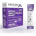 MemoryXL, Magnesium L-Threonate: Brain Supplement for Memory & Focus; Magtein®, Phosphatidylserine, Vitamin Mix. Improves Memory Focus Attention Learning & Logic. 0 Sugar, 0 cal, 30pk Unflavored