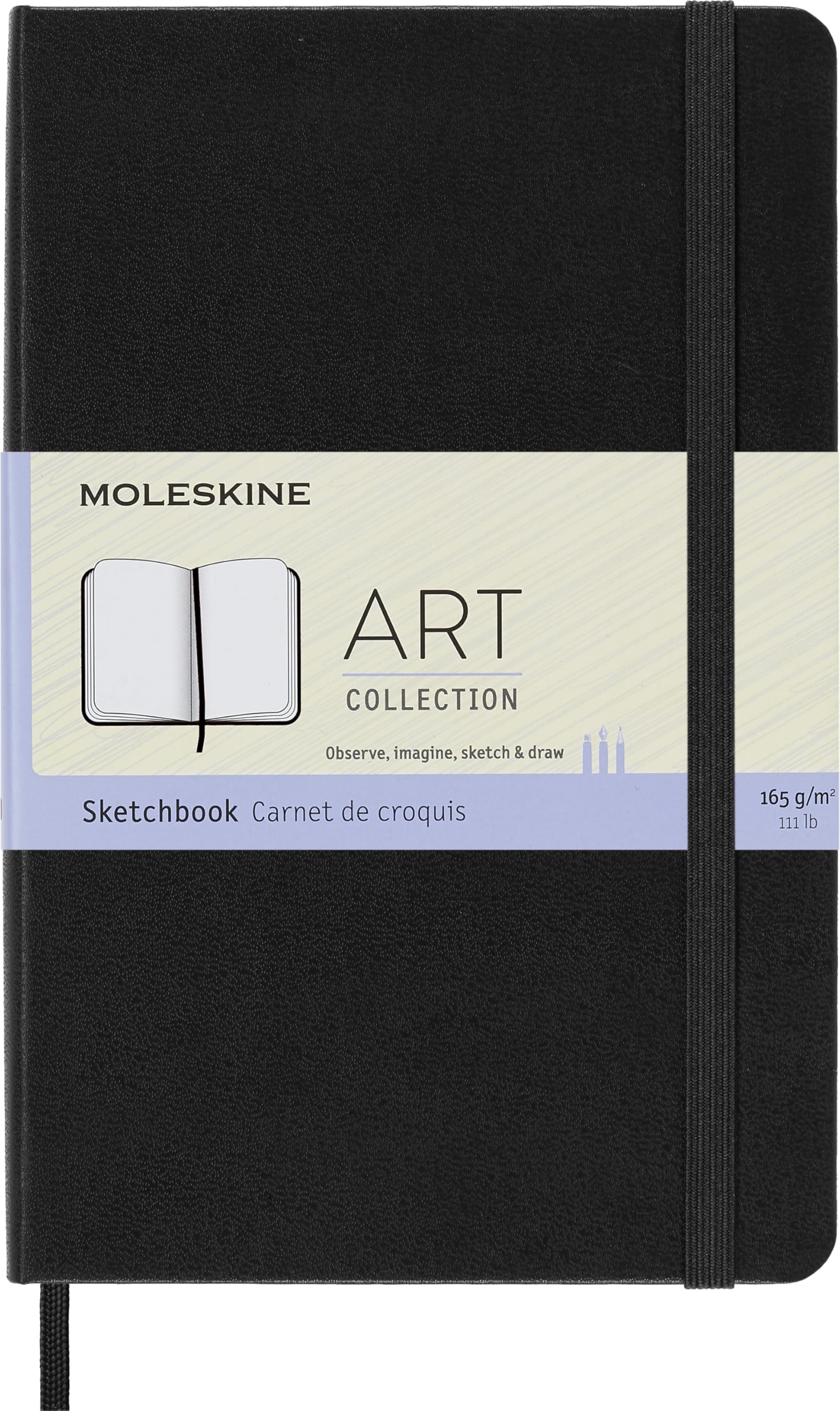 Moleskine Medium Size 11.5 x 18 cm Art Sketchbook, Sketchbook for Drawings, Paper Suitable for Pencils, Pastels, Fountain Pens and Markers, Hard Cover, Colour Black, 88 Pages