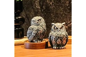 YANFLERENT 2 Pack Small Vintage Style Owl Statues for Home, Modern Style Figurine Decorative Ornaments for Living Room, Bedro