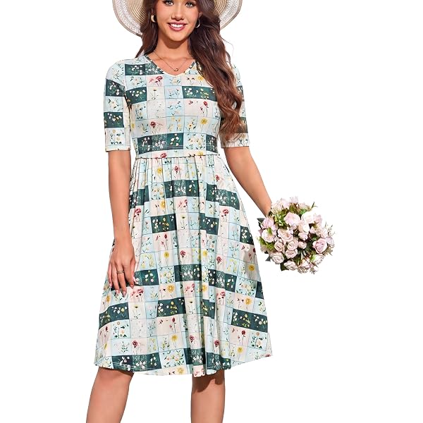 feeding dresses cotton Cotton Nursing Dress With Pockets -Bell Sleeve- Green