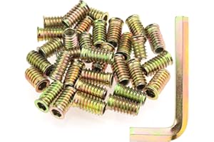 Kindroufly 5/16"-18 x 25mm Threaded Inserts, Zinc Plated Carbon Steel, With Hex Wrench for Wood Furniture Screw - 26 Pieces
