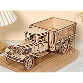 Hallisun 3D Wooden Truck Puzzle, 3D Wooden Puzzle for Adults, DIY Assembly Mechanical Truck Building Kit, Handicraft Wood Car Craft, Birthday for Hobbyist Collectors Family Women Men Age 14+, 246 pcs