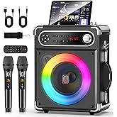 Karaoke Machine with 2 Wireless Microphones,【Upgraded 6.5"Woofer & 2"Tweeter】Portable Bluetooth 5.3 Karaoke Speaker, PA System with Bass/Treble/Echo Adjustment, Supports USB/AUX/TF/TWS for Home Party
