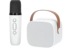 WEETOTUNG Mini Karaoke Machine Portable Wireless Bluetooth Hands-Grip Long Battery Life Mini Karaoke Speaker for Kid Funny Toys and Gifts and Family Party use Singing(White)