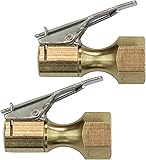 2 Pack - EPAuto Closed Flow Straight Lock-On Air Chuck with Clip, for Tire Inflator