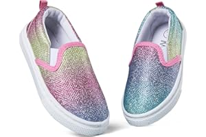 K KomForme Toddler Girls Boys Shoes Little Kids Slip on Canvas Sneakers for Running/Walking