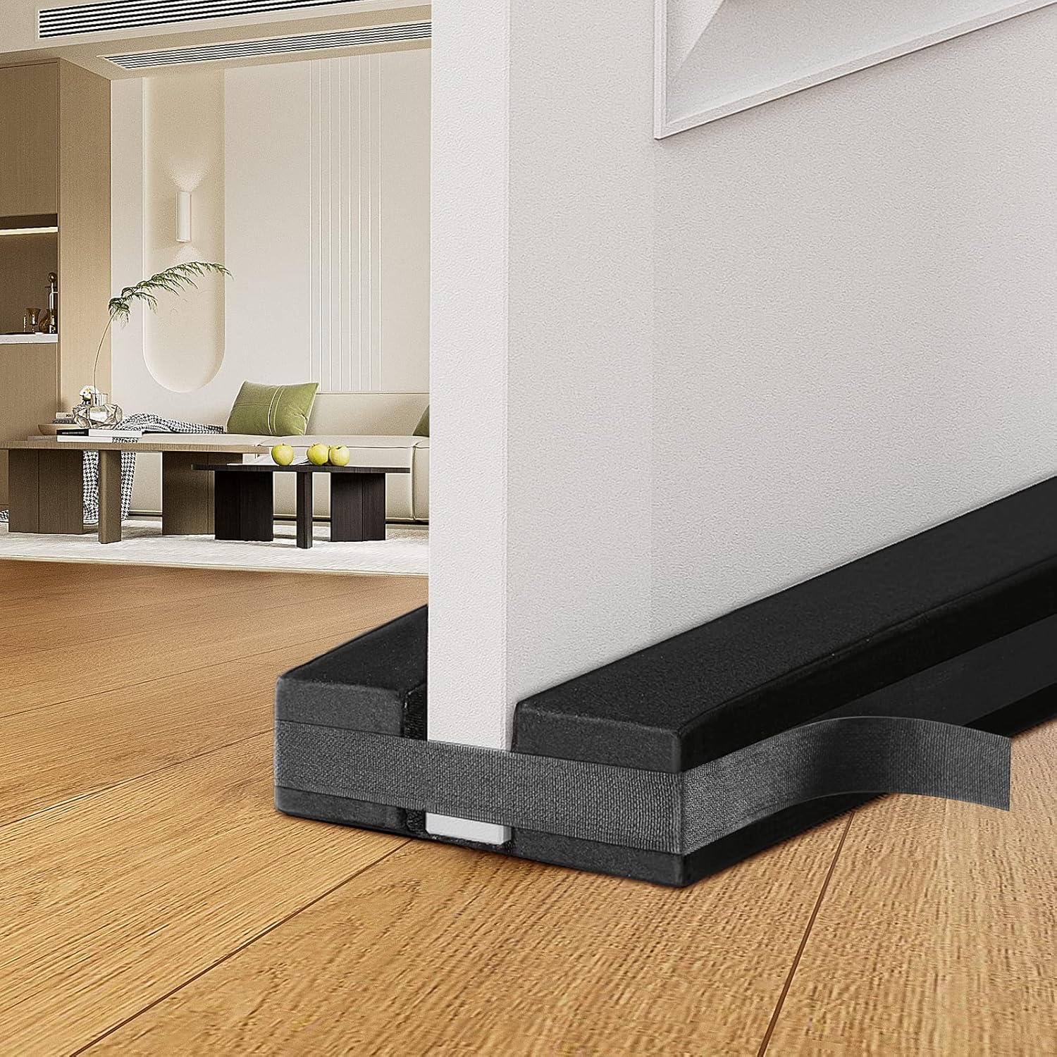 Draft Stoppers - ASWEI Under Door Draft Stopper Black: 34.5 * 2 Inch Thick Foam Strip Twin Door Sweep Two Sided Noise Reduction Cold Air Blocker Door Stoppers for Bottom of Door - Easy to Install, No Damage for Door