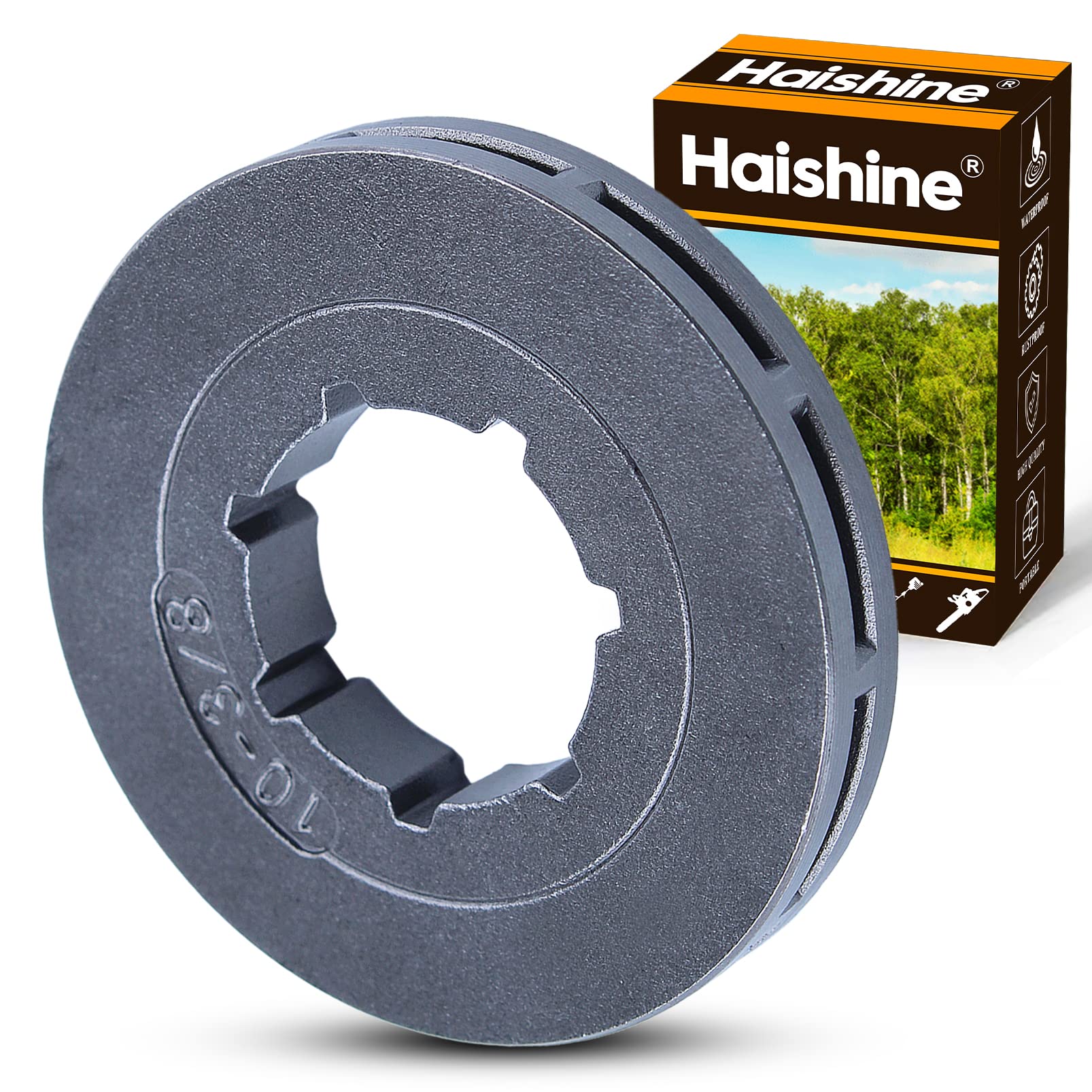 Haishine 3/8" 10T Teeth Chain Saw Sprocket Rim for Stihl 070 080 090 MS720 064 066 MS640 MS660 084 088 MS880 Chainsaw 2 Inch Diameter