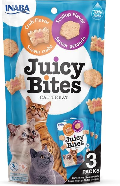 INABA Juicy Bites Crab & Scallop Cat Treats 3 x 11.3g Soft Moist