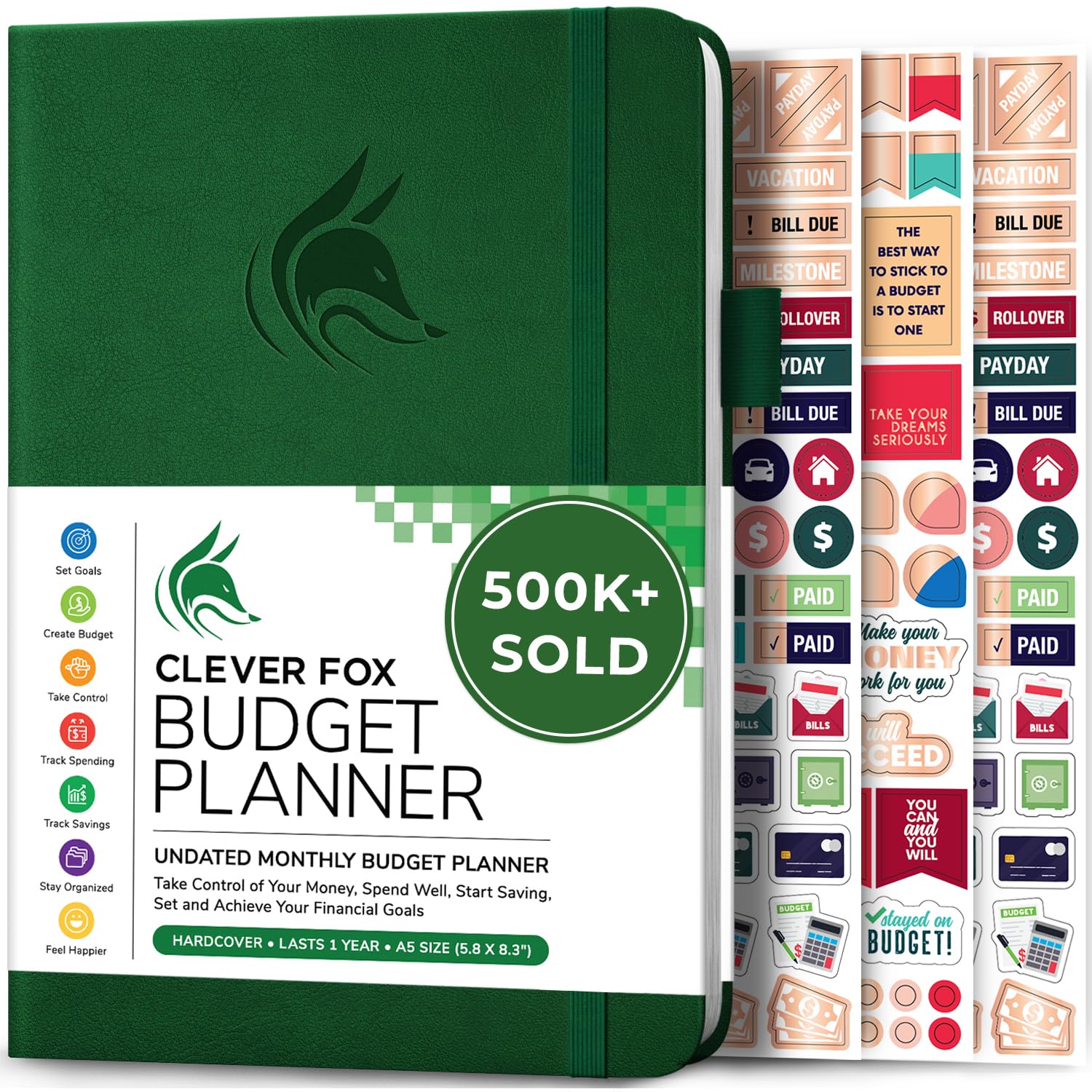 Photo 1 of Clever Fox Budget Planner - Expense Tracker Notebook. Monthly Budgeting Organizer, Finance Logbook & Accounts Book, Bill Tracker, A5 (Dark Green)