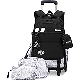 EKUIZAI 3PCS Boys Rolling Backpack for School Kids Wheeled School Bags with Wheels Trolley Roller Backpack for Teen Boys