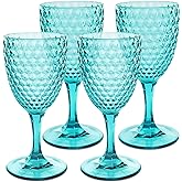 BELLAFORTE - Shatterproof Tritan Plastic Wine Glass, 12oz, set of 4, Laguna Beach Drinking Glasses - Unbreakable Glassware for Indoor and Outdoor Use - Reusable Drinkware (Blue)