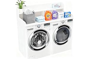 NAT MEYA NET MEYA 2-Tier Washer and Dryer Countertop, 54" W x 27.6" D Laundry Room Organization,Washer Dryer Topper Storage for Folding Clothes Over Washer and Dryer-White