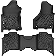 PARTZER Floor Mats Fit for 2019-2024 Ram 2500/3500 Crew Cab (1st Row Bucket or Bench Seats), All Weather TPE Rubber Car Mats for Dodge RAM Guard Accessories- Custom Fit, Non-Slip Liners (NOT Mega Cab)