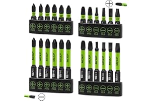 SUNHZ MCKP SUNHZMCKP 24-Piece Screwdriver Bit Set, Magnetic Slotted Phillips Driver Bit Set, S2 Steel, Long 1" and 2.3" Impact Screwdriving Drill Bits Set, 1/4 Inch Hex Shank Driver Bit